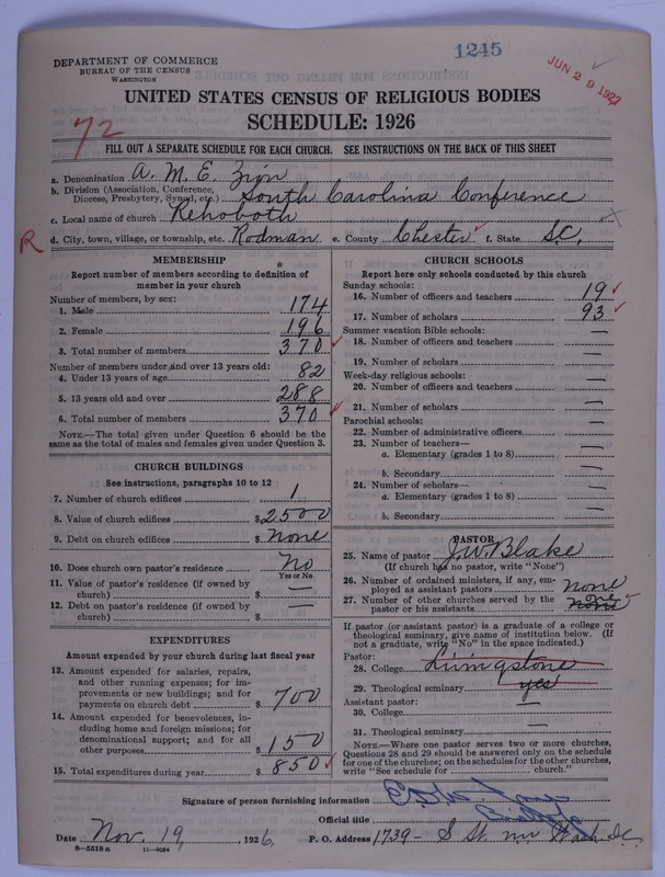 Scan of African Methodist Episcopal Zion Church: 1245