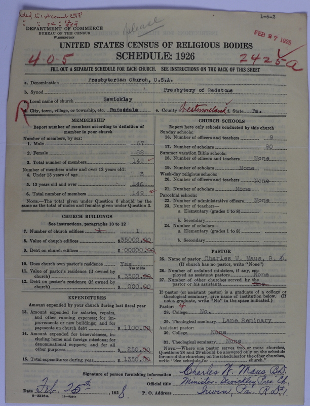 Scan of Presbyterian Church in the United States of America: 2425a