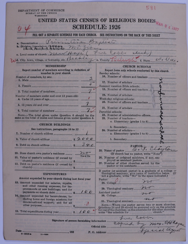 Scan of Primitive Baptists: 581