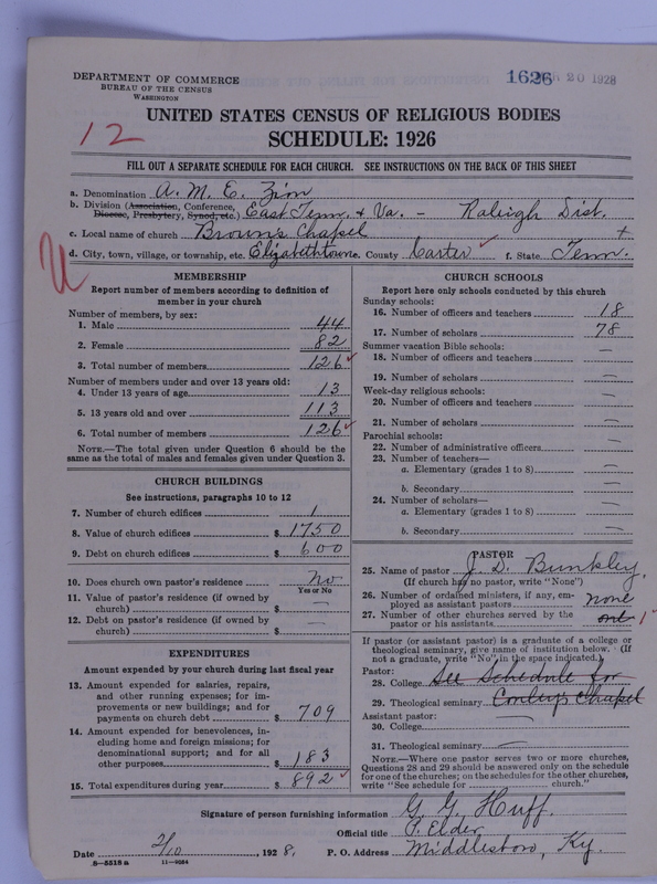 Scan of African Methodist Episcopal Zion Church: 1626