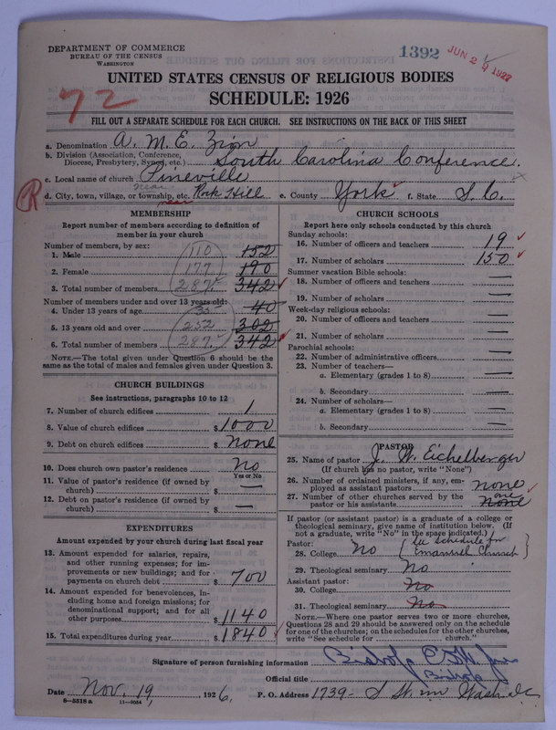 Scan of African Methodist Episcopal Zion Church: 1392