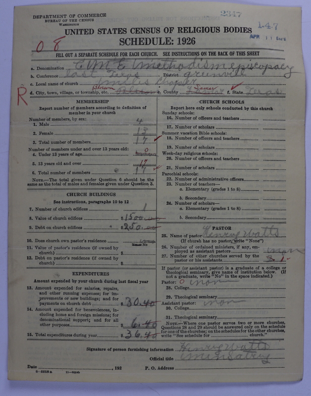 Scan of Colored Methodist Episcopal Church: 2347
