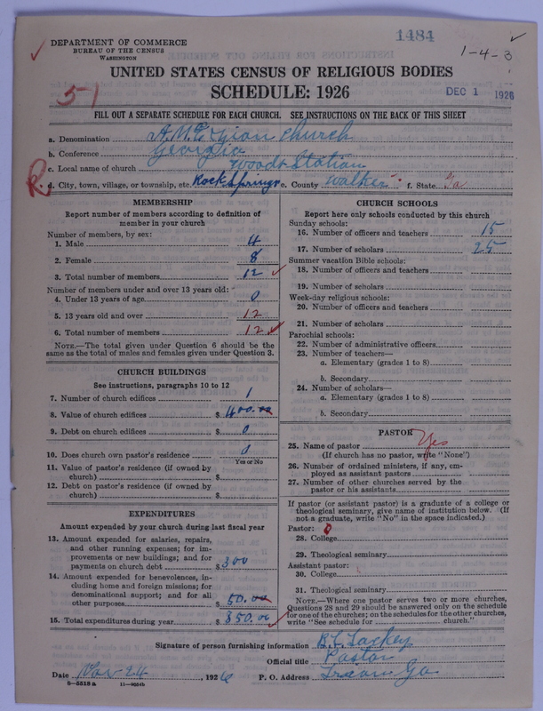 Scan of African Methodist Episcopal Zion Church: 1484