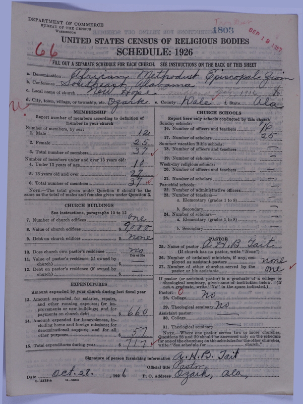 Scan of African Methodist Episcopal Zion Church: 1803