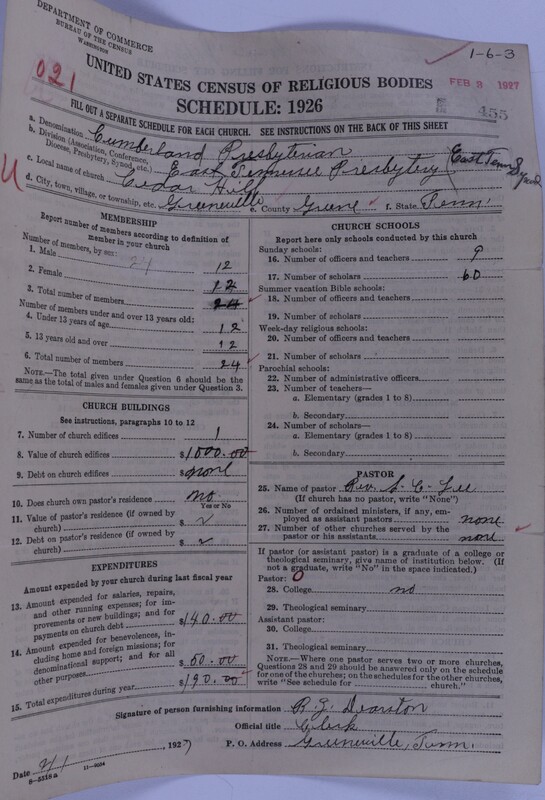 Scan of Cumberland Presbyterian Church: 455
