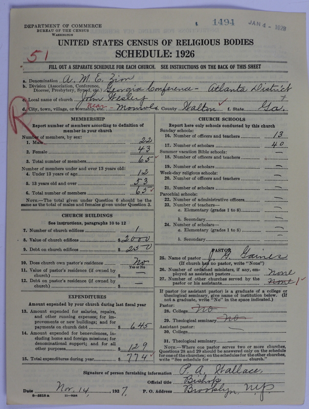 Scan of African Methodist Episcopal Zion Church: 1494