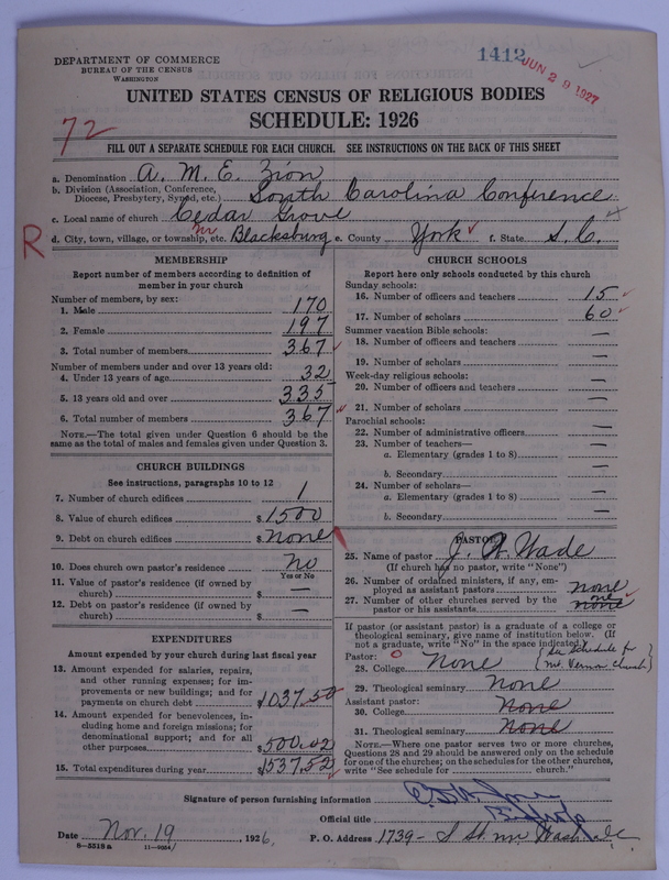 Scan of African Methodist Episcopal Zion Church: 1412