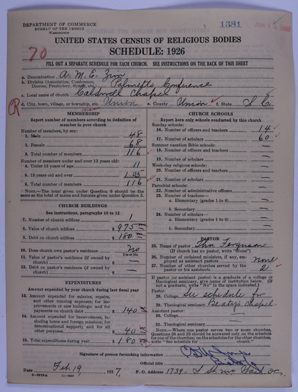 Scan of African Methodist Episcopal Zion Church: 1381