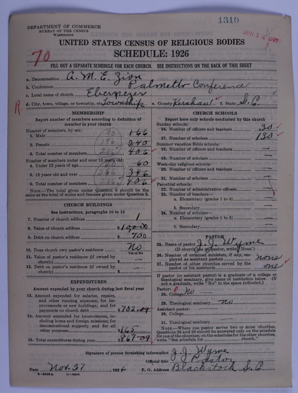 Scan of African Methodist Episcopal Zion Church: 1310