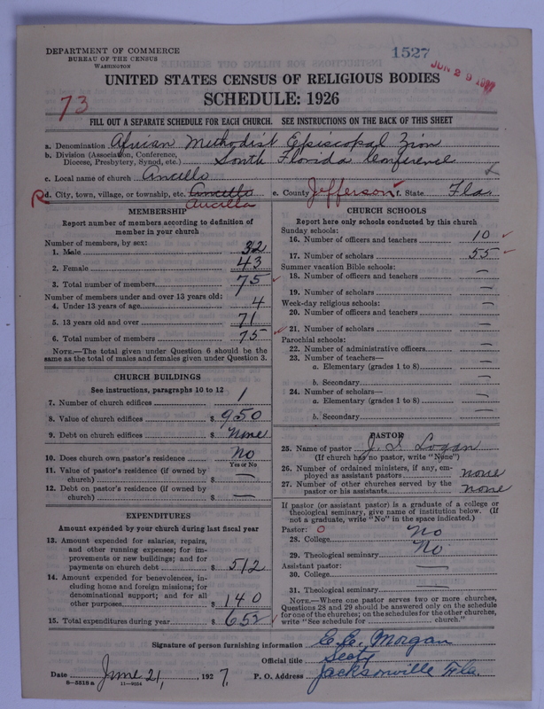 Scan of African Methodist Episcopal Zion Church: 1527