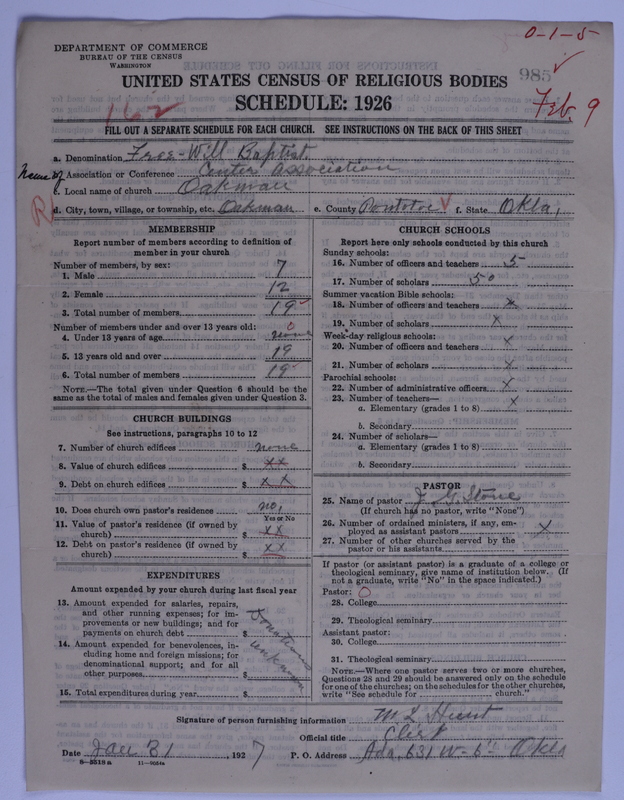 Scan of Free Will Baptists: 985