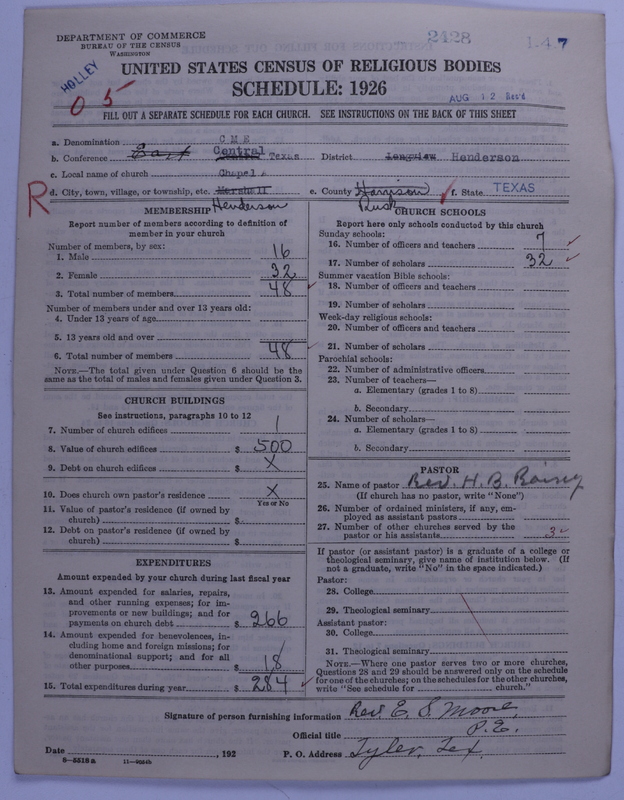 Scan of Colored Methodist Episcopal Church: 2428