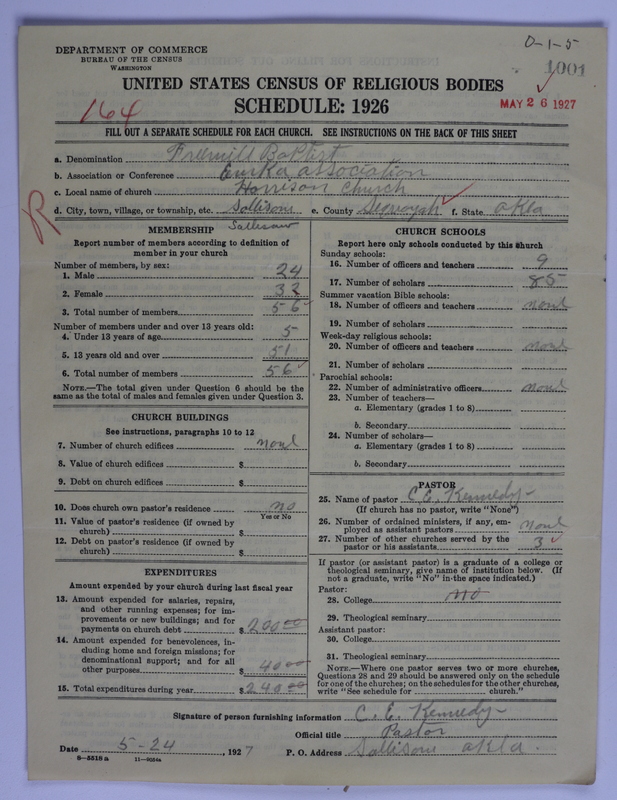 Scan of Free Will Baptists: 1001