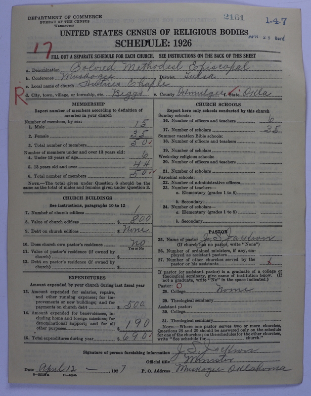 Scan of Colored Methodist Episcopal Church: 2161