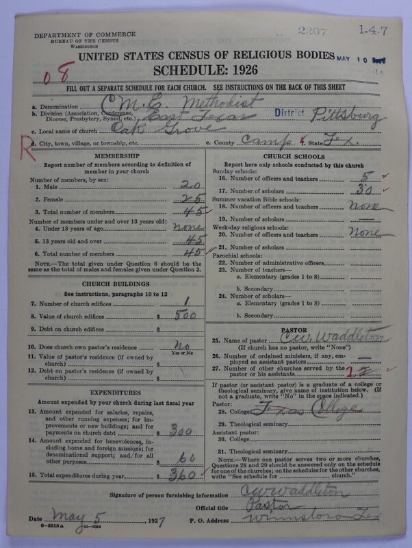 Scan of Colored Methodist Episcopal Church: 2207