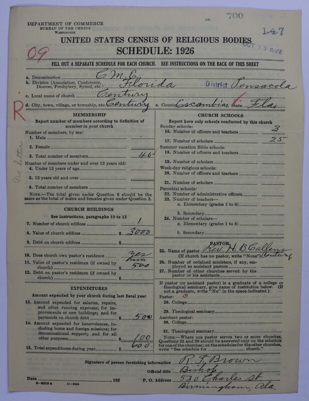 Scan of Colored Methodist Episcopal Church: 700