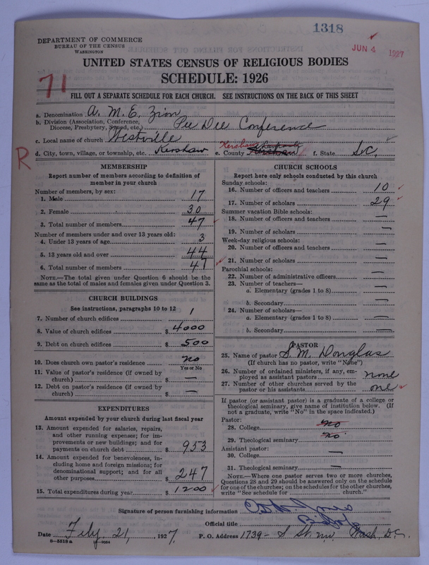 Scan of African Methodist Episcopal Zion Church: 1318
