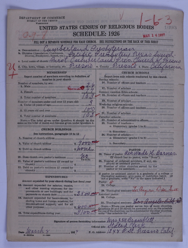 Scan of Cumberland Presbyterian Church: 1093