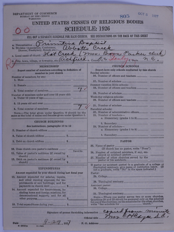 Scan of Primitive Baptists: 805