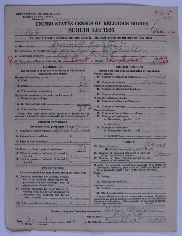 Scan of Free Will Baptists: 920