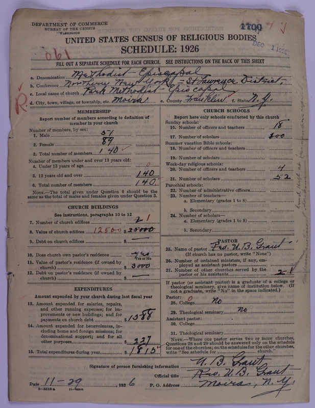 Scan of Methodist Episcopal Church: 1700