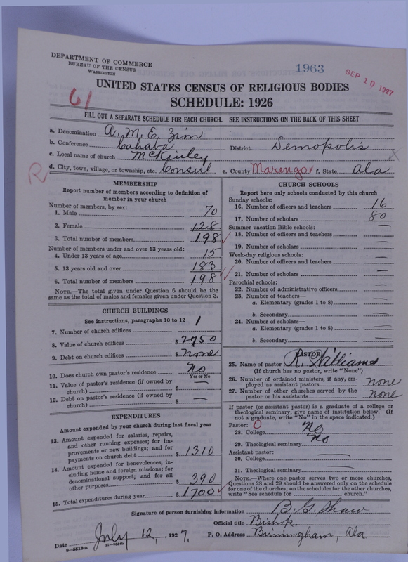 Scan of African Methodist Episcopal Zion Church: 1963