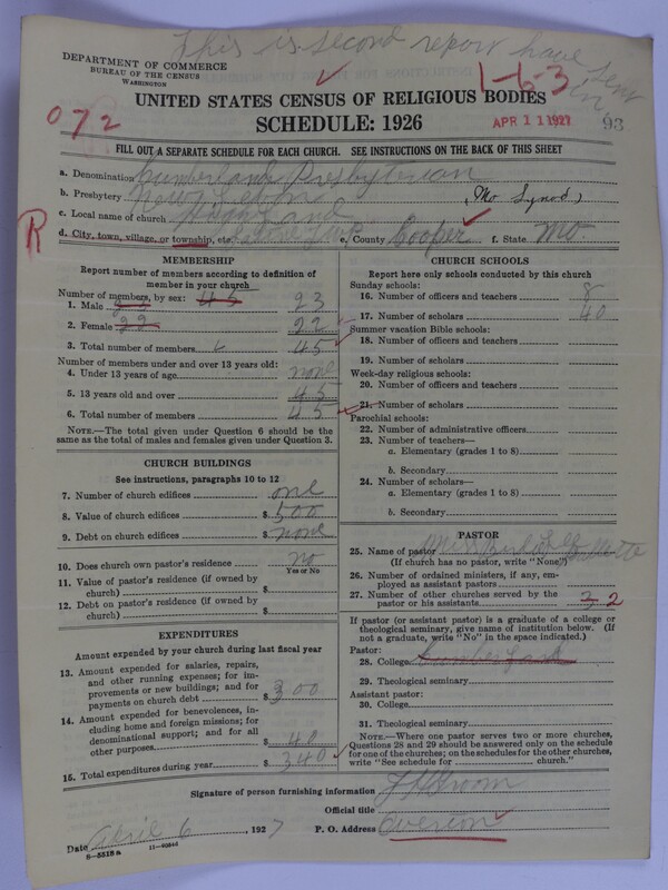 Scan of Cumberland Presbyterian Church: 93