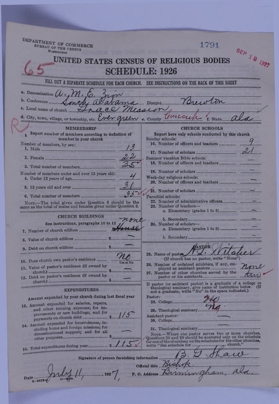 Scan of African Methodist Episcopal Zion Church: 1791