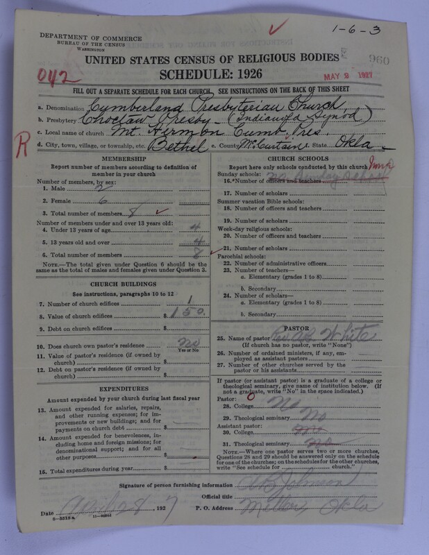 Scan of Cumberland Presbyterian Church: 960