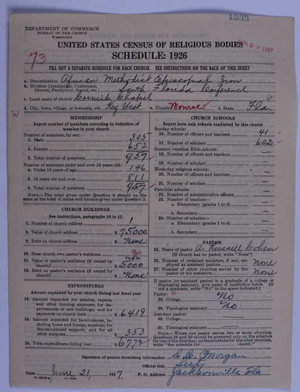 Scan of African Methodist Episcopal Zion Church: 1533
