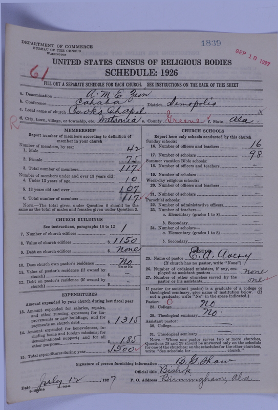 Scan of African Methodist Episcopal Zion Church: 1839