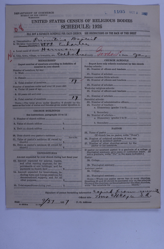 Scan of Primitive Baptists: 1105