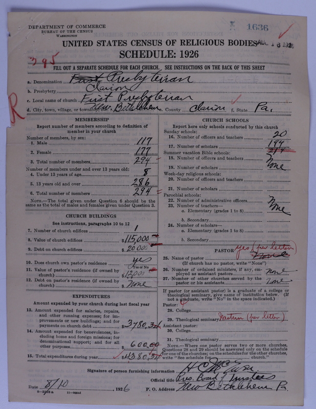 Scan of Presbyterian Church in the United States of America: 1636