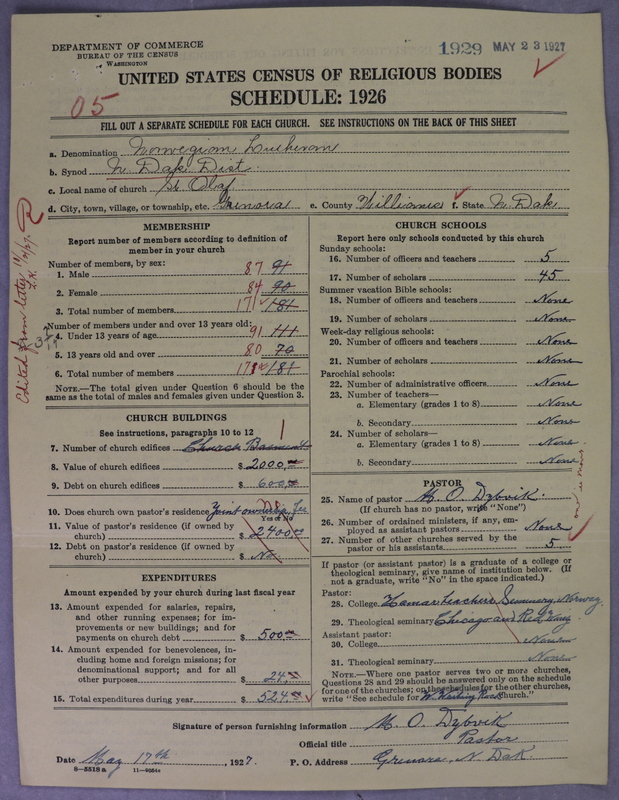 Scan of Norwegian Lutheran Church of America: 1929