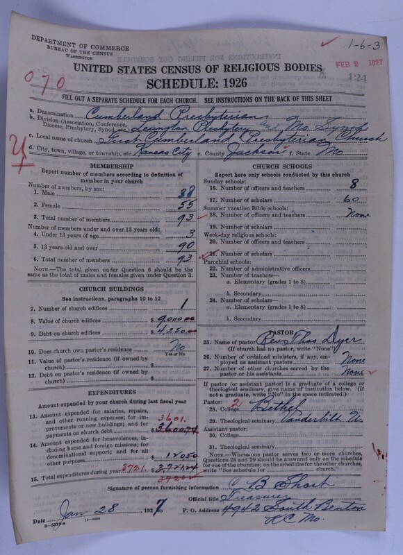 Scan of Cumberland Presbyterian Church: 124