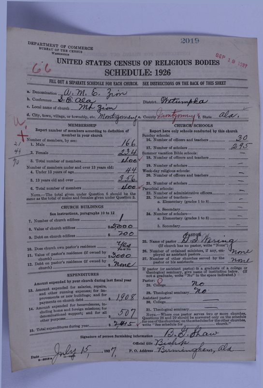 Scan of African Methodist Episcopal Zion Church: 2019