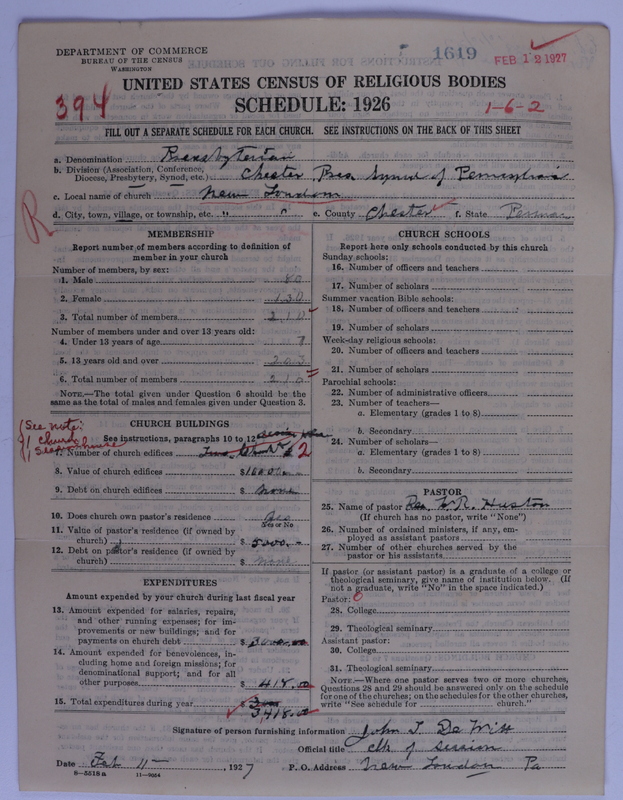 Scan of Presbyterian Church in the United States of America: 1619