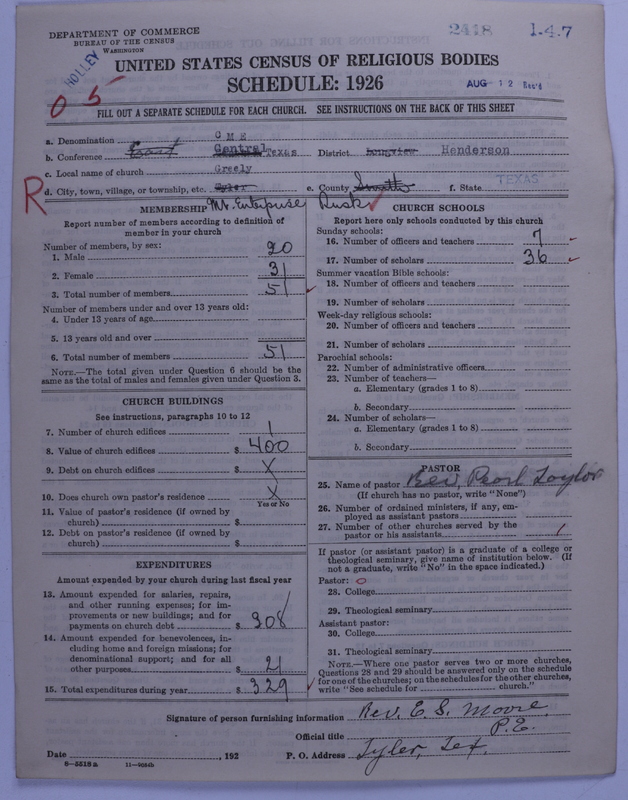 Scan of Colored Methodist Episcopal Church: 2418