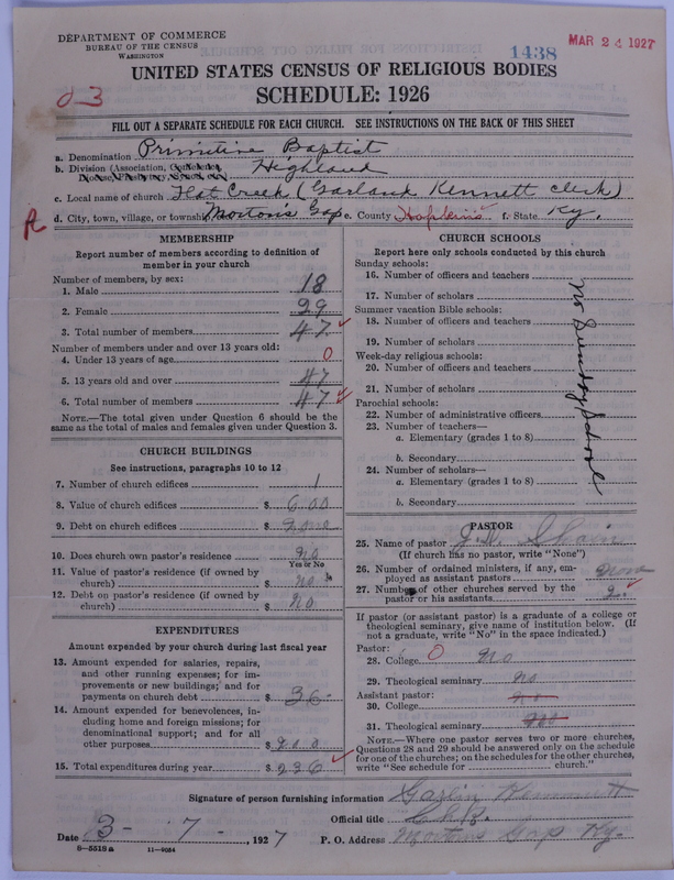 Scan of Primitive Baptists: 1438