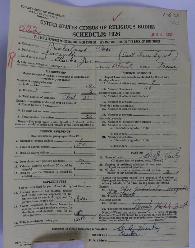 Scan of Cumberland Presbyterian Church: 353