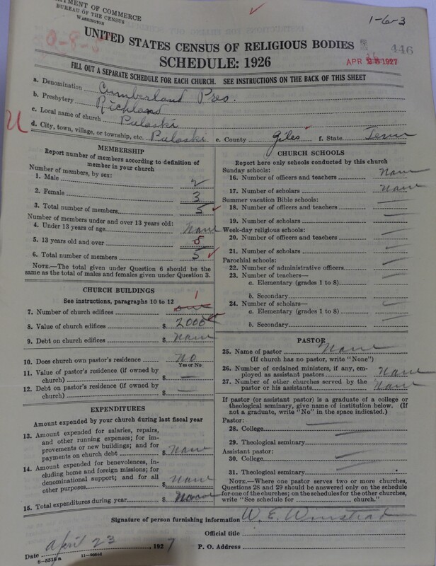 Scan of Cumberland Presbyterian Church: 446