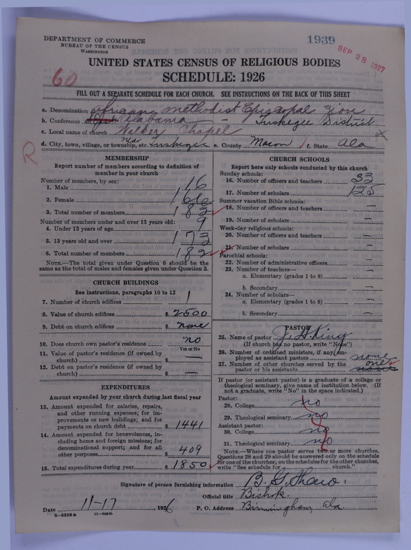 Scan of African Methodist Episcopal Zion Church: 1939