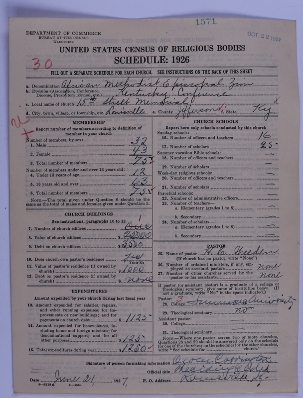 Scan of African Methodist Episcopal Zion Church: 1571