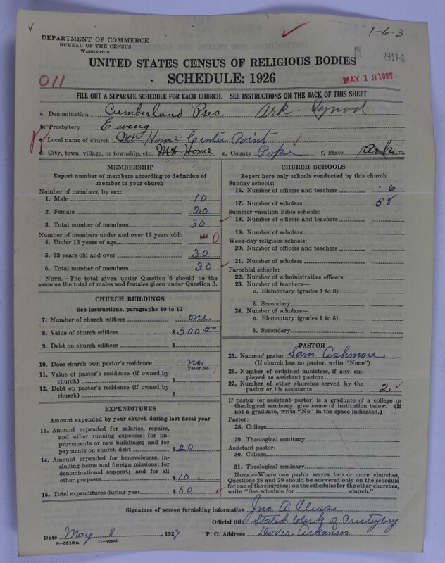 Scan of Cumberland Presbyterian Church: 894