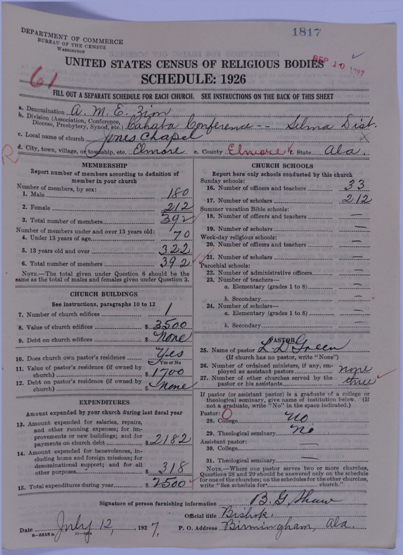 Scan of African Methodist Episcopal Zion Church: 1817