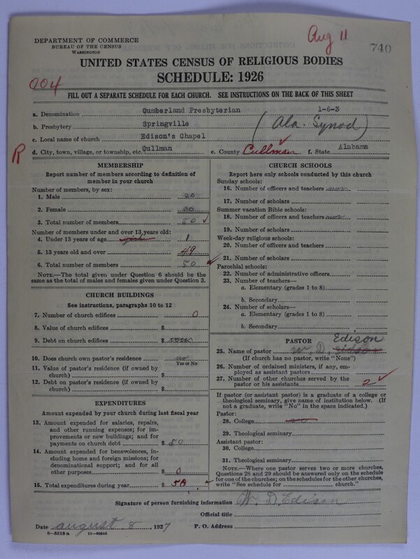Scan of Cumberland Presbyterian Church: 740