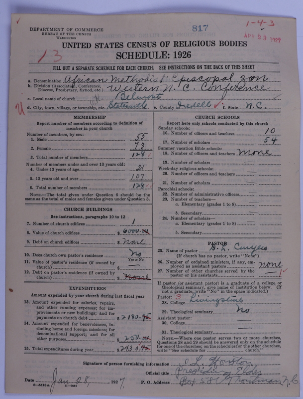 Scan of African Methodist Episcopal Zion Church: 817