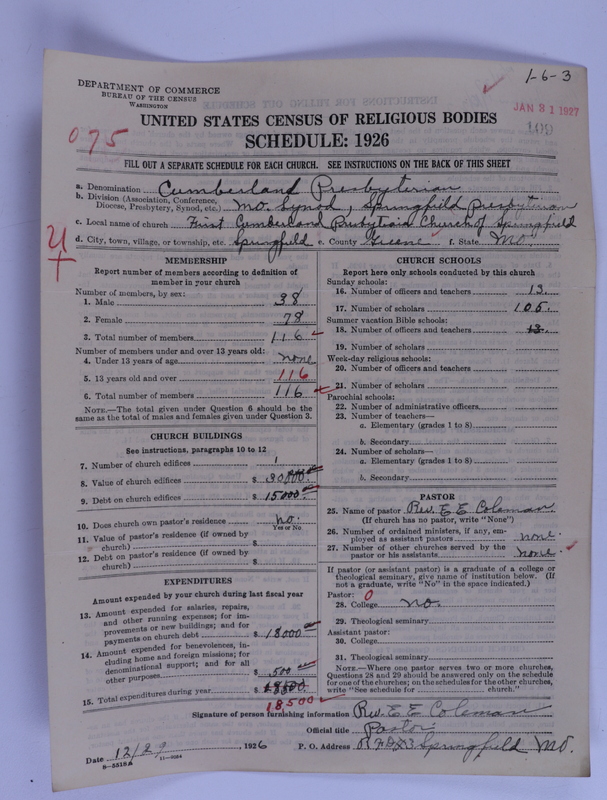 Scan of Cumberland Presbyterian Church: 109