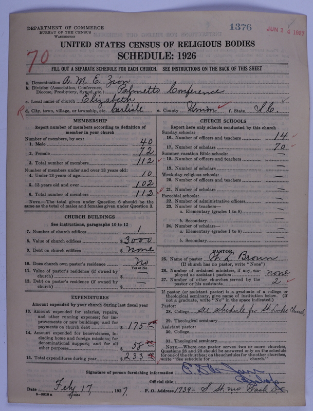 Scan of African Methodist Episcopal Zion Church: 1376