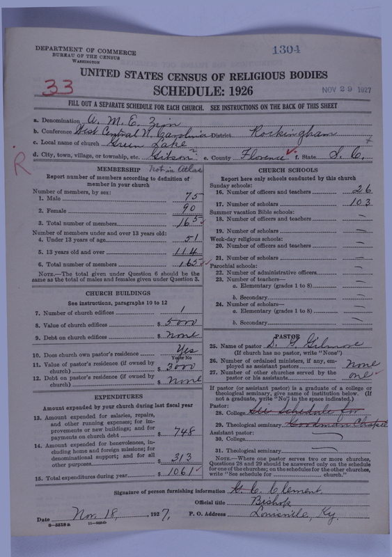 Scan of African Methodist Episcopal Zion Church: 1304